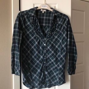 Joie ruffle plaid Oxford